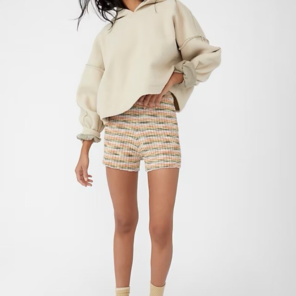 Free People Aquarius Sweater Shorts Multicolor Striped High Waist, M